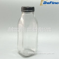 16OZ /500ml clear woozy clear empty french square glass beverage bottles glass milk bottles with plastic lids